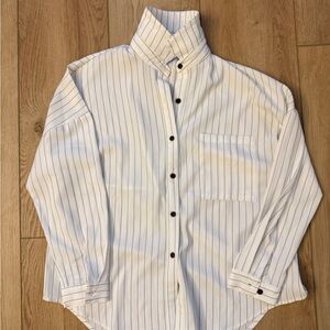 Princess Polly White and Black Striped Button Down Shirt